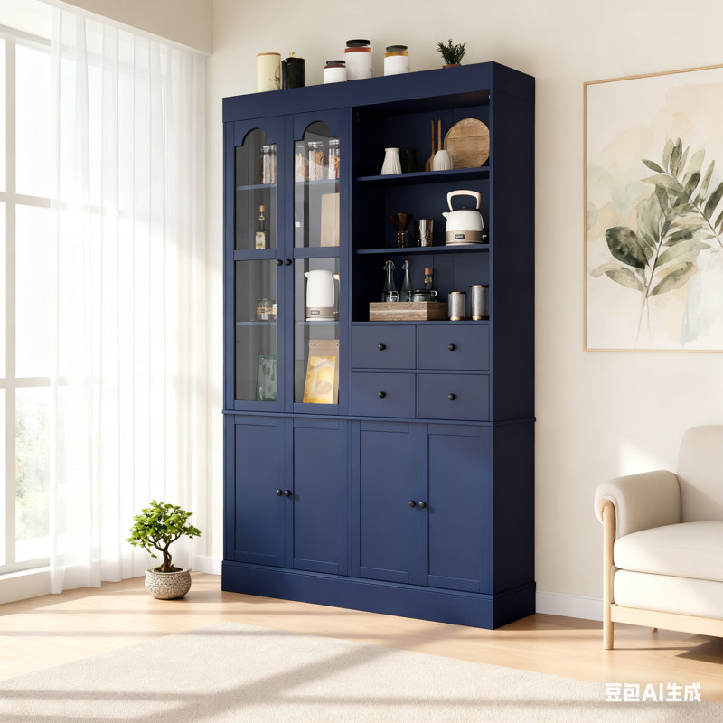 Armoire de rangement pour garde-manger autoportante Zorindale avec tablettes de porte et plateaux coulissants
