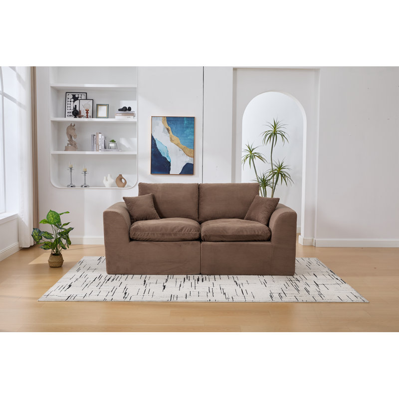 Canapé modulaire modulaire avec coussin moelleux, Brun
