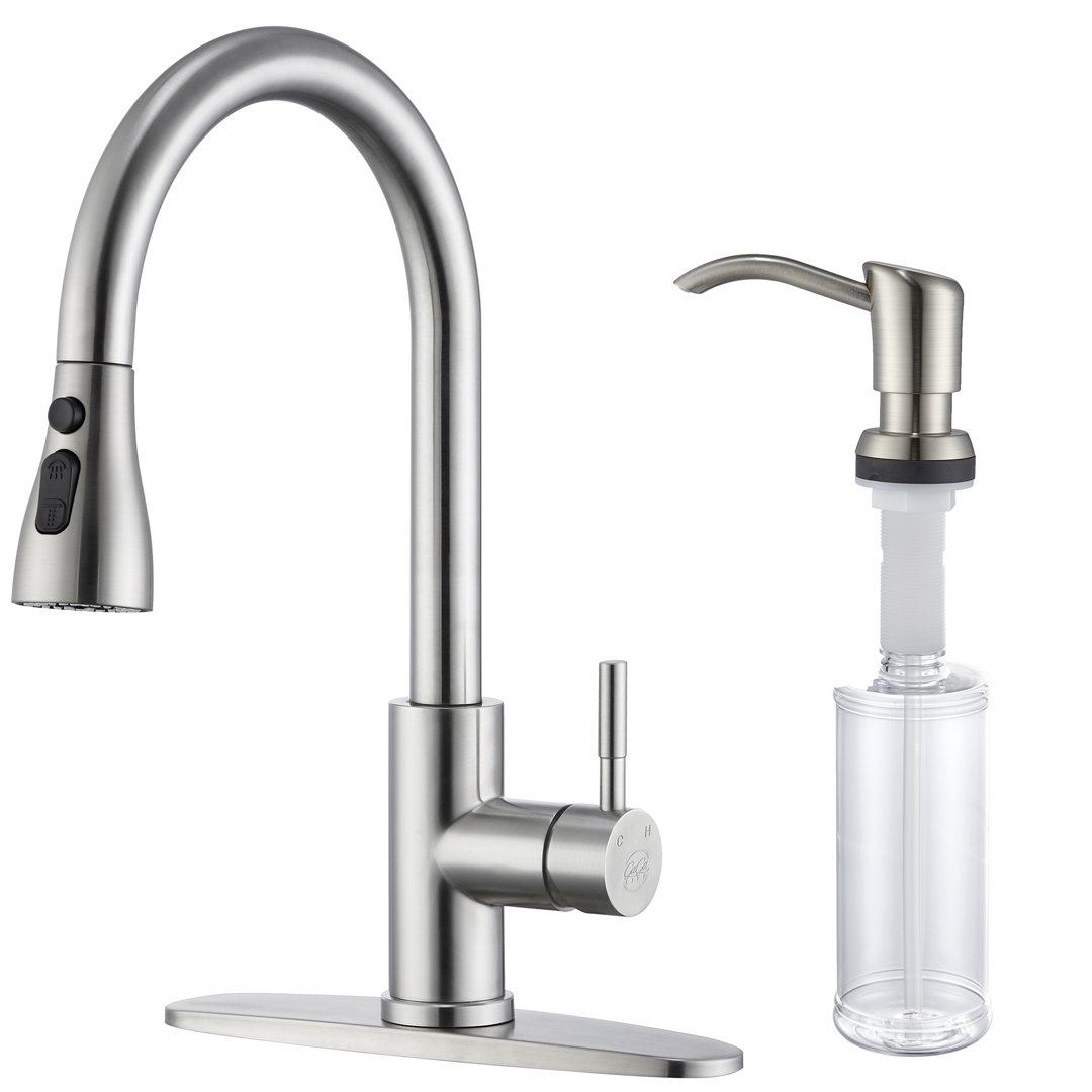 Single Handle Pull Down Sprayer Kitchen Faucet With Soap Dispenser Kitchen Sink Accessory Combo GAGALIFE 