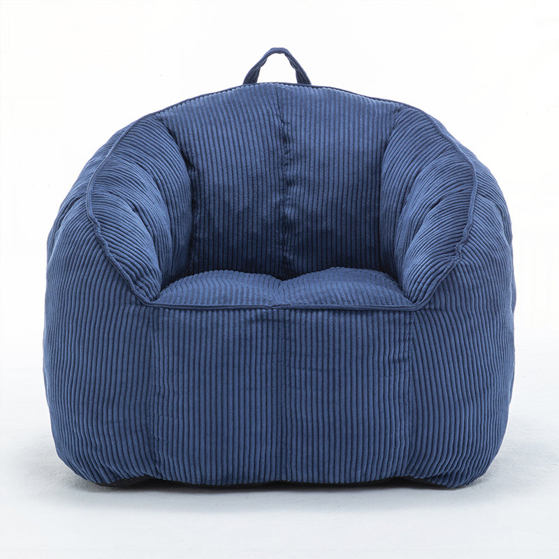 Ergonomic Corduroy Bean Bag Sofa Chair with High-Density Foam,  for Comfort and Support in Any Room, Dark Blue Corduroy