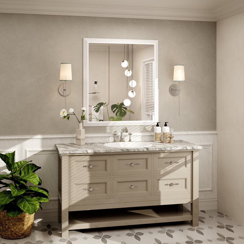 Miroir de meuble-lavabo mural Molly, 36 po x 32 po, Blanc