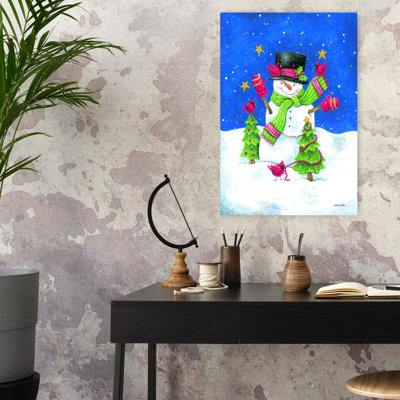 Art contemporain contemporain fantaisiste, arbre de Noël abstrait, paysage d'hiver