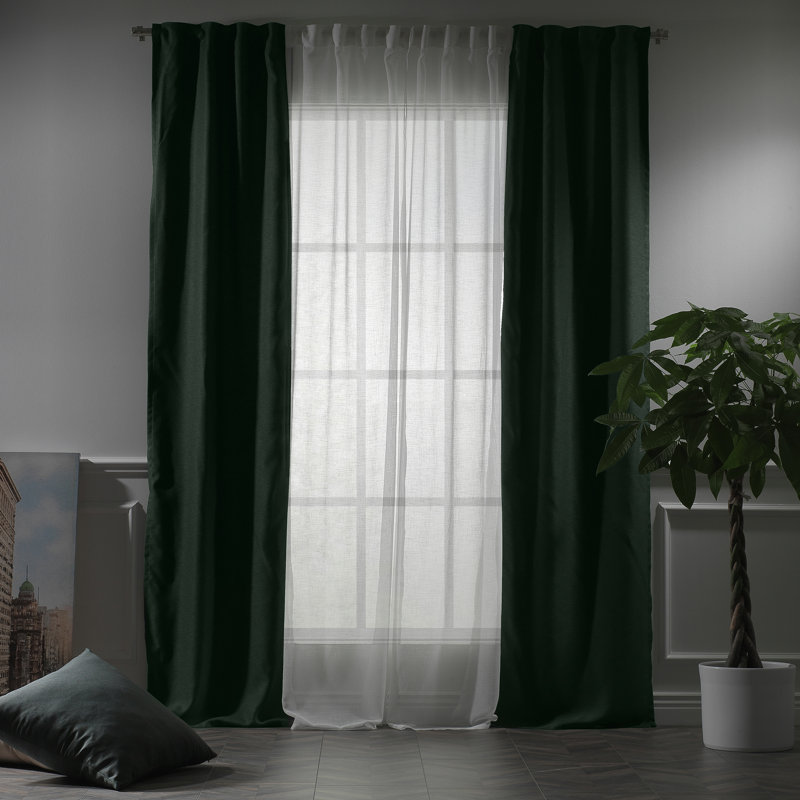 Rideau de fenêtre décoratif chaque panneau, L 27 po x L 63 po, Vert canard / blanc