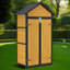 Weatherproof Wood Outdoor Storage Cabinet with Waterproof Roof, Lockable Doors & Foldable Table