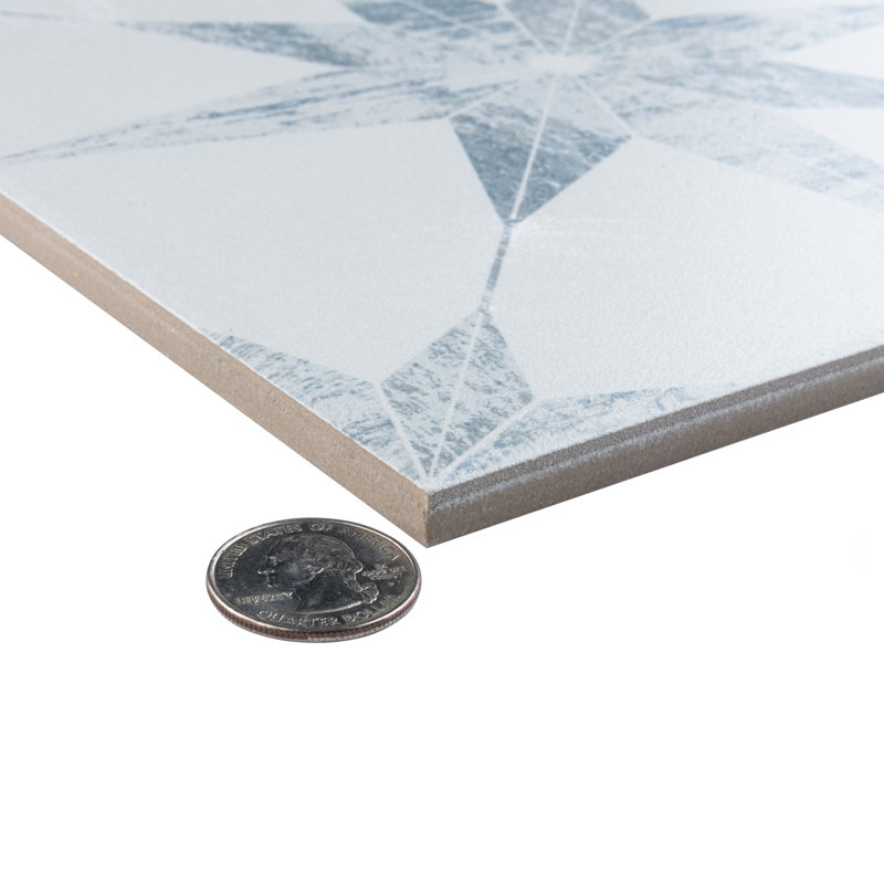 Cassis Stella 10" x 10" Porcelain Patterned Wall & Floor Tile, White