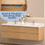 Meuble-lavabo mural double 84 po avec comptoir en pierre de quartz blanc pur et lavabos doubles en céramique