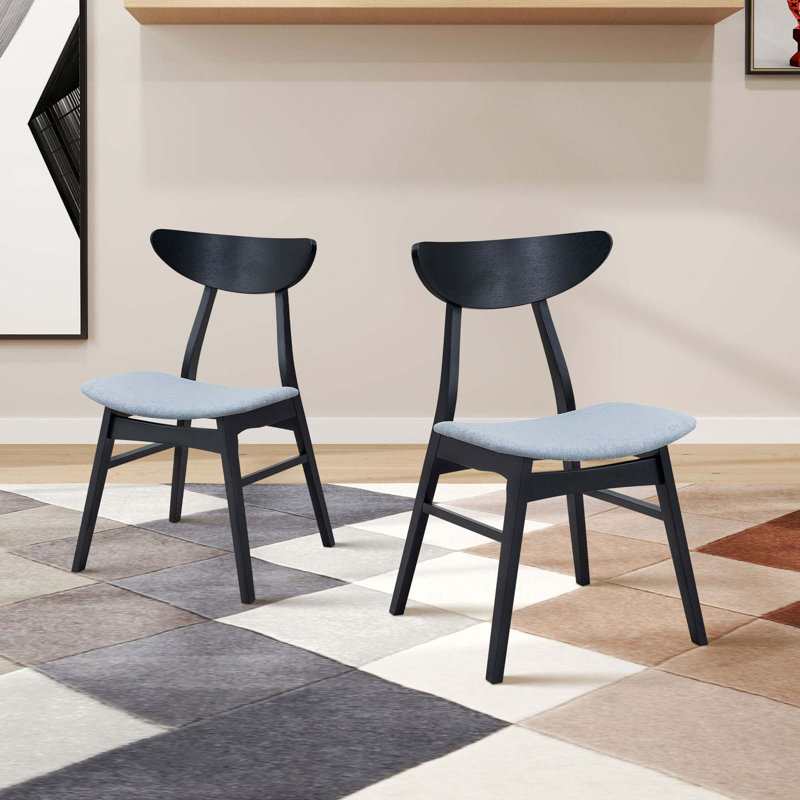 Ensemble de 2 chaises d'appoint de salle à manger rembourrées, Gris, Noir, noir, noir, noir