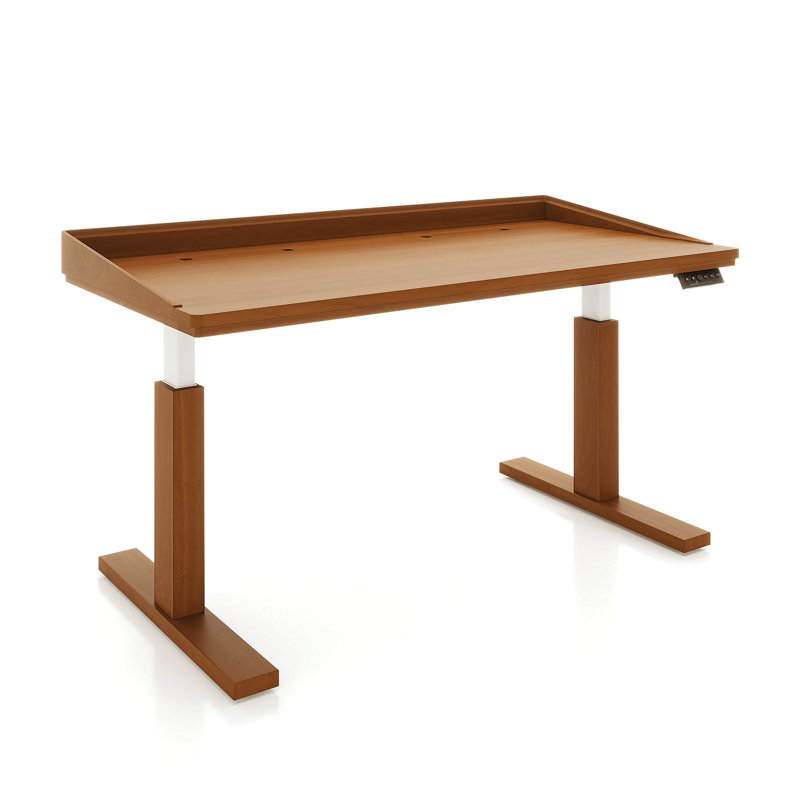 Odin Home Office Solid Wood Standing Desk, 51" H x 60" W x 30" D, White, Autumn Cherry