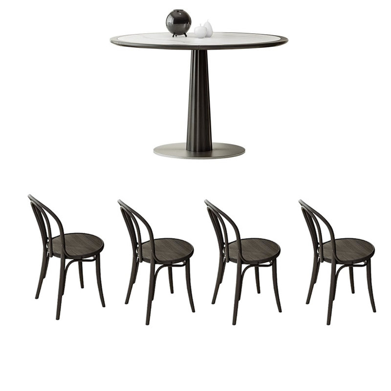 Combinaison simple de table à manger et de chaise en chêne, Noir, noir, noir, noir, Noir, noir, noir, noir