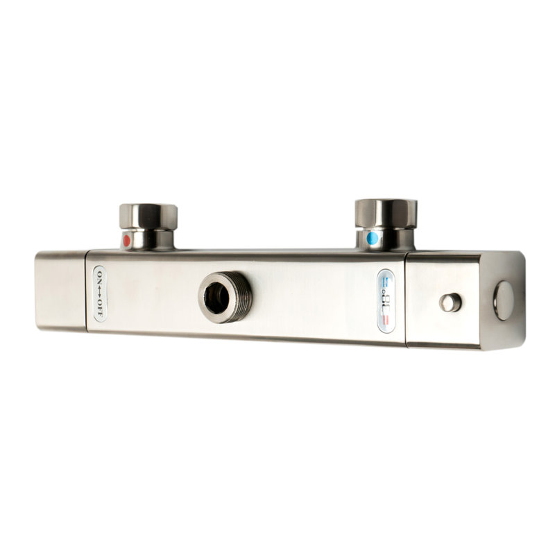 Système de douche complet thermostatique avec soupape grossière, Nickel brossé