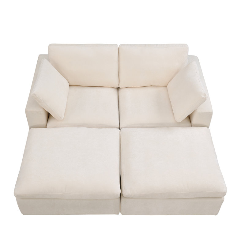 Ensemble de canapé-lit modulaire avec 2 repose-pieds