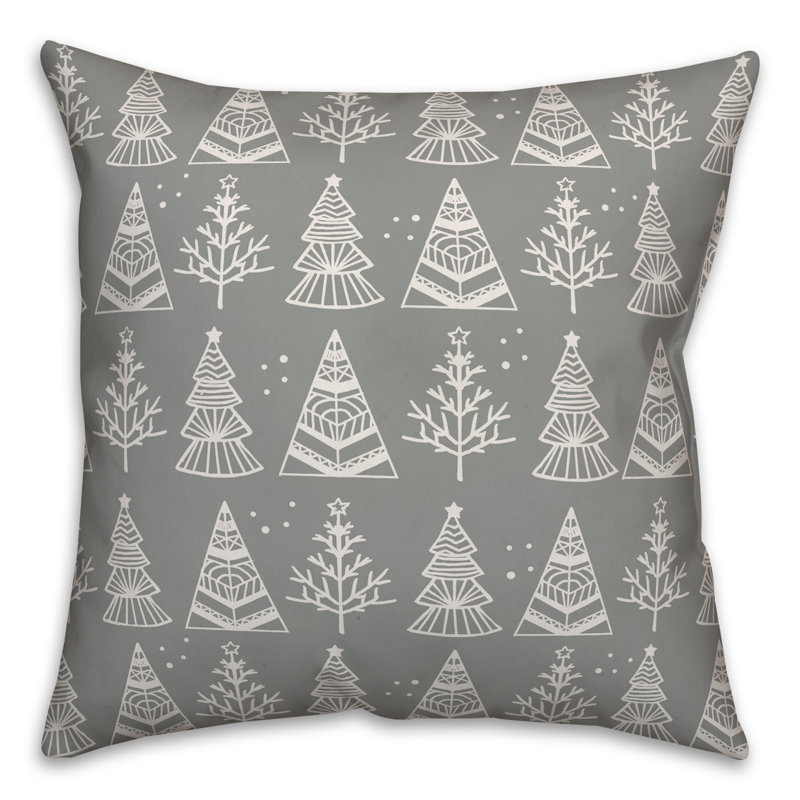 Geometric Pillow Cover, 16" x 16", Gray