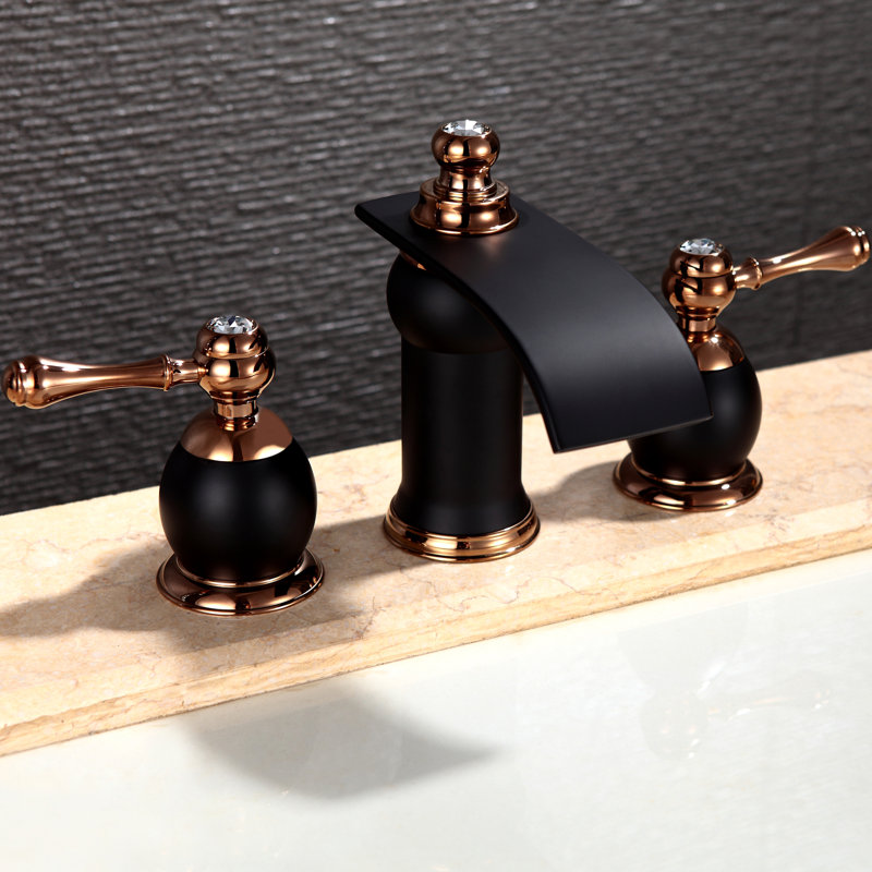 Widespread 2-handle Bathroom Faucet, Rose Gold/Oil Rubbed Bronze