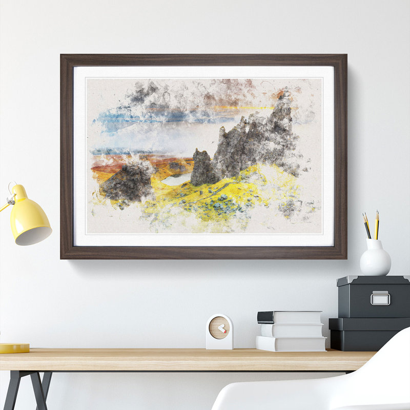 View From The Old Man Of Storr In The Isle Of Skye - Single Picture Frame Print on MDF, Walnut, 62cm H x 87cm W x 2cm D