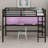 Metal Loft Bed With Power Outlet And LED Lighted, Space-Saving-640583853