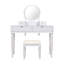 Ensemble de coiffeuse de luxe avec miroir rond, hauteur réglable, coiffeuse, 4 tiroirs et tabouret-118039725