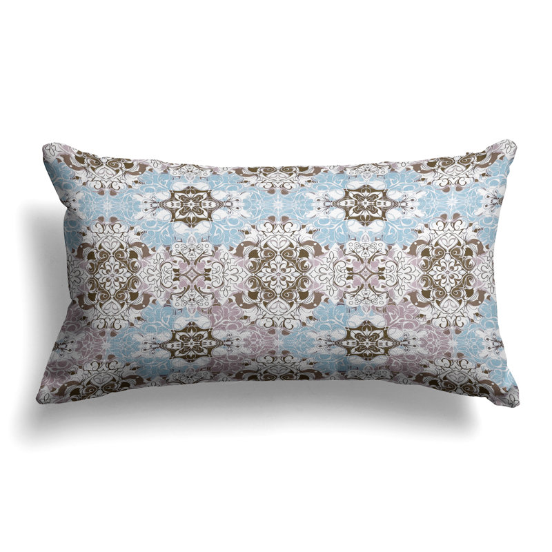Vibrant Botanicals  Rectangular Throw Pillow, Blue/Pink