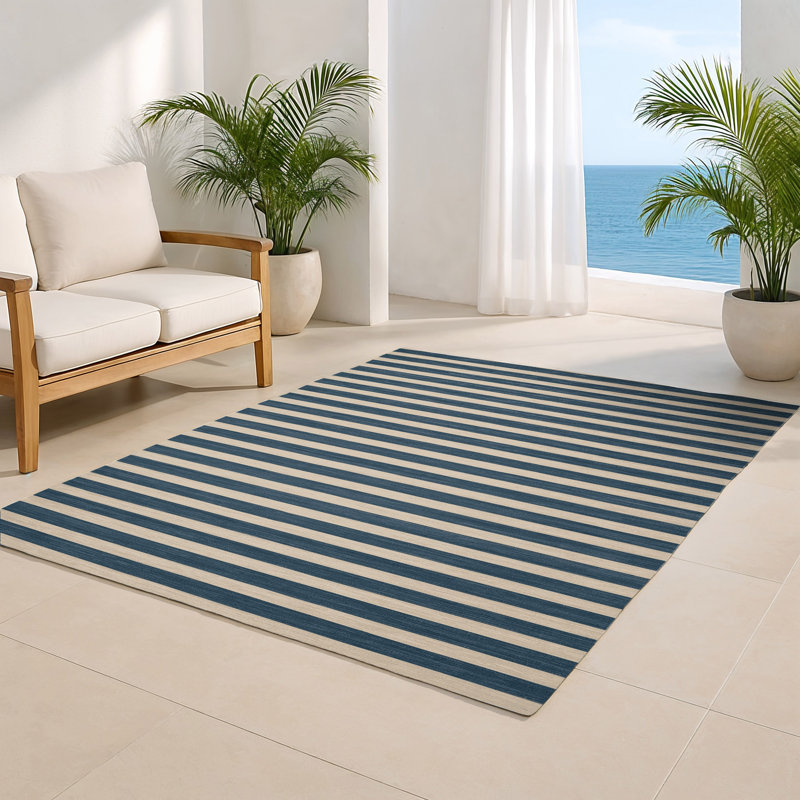 Tapis intérieur / extérieur gris HorizontalStripes, Rectangulaire 2 pi x 3 pi
