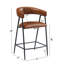  Tabourets de comptoir rembourrés en polyuréthane 26 po, ensemble de 2 chaises à hauteur de bar avec structure en fer, dossier, repose-pieds et accoudoirs, brun