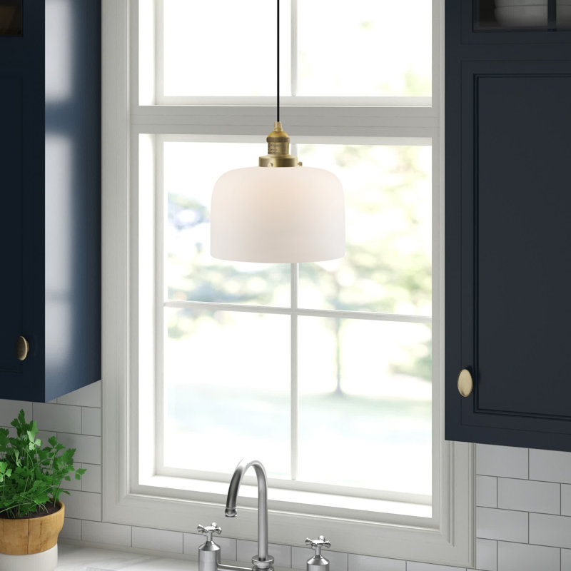 Clarkshire 1 - Light Single Pendant, Matte White, Brushed Brass