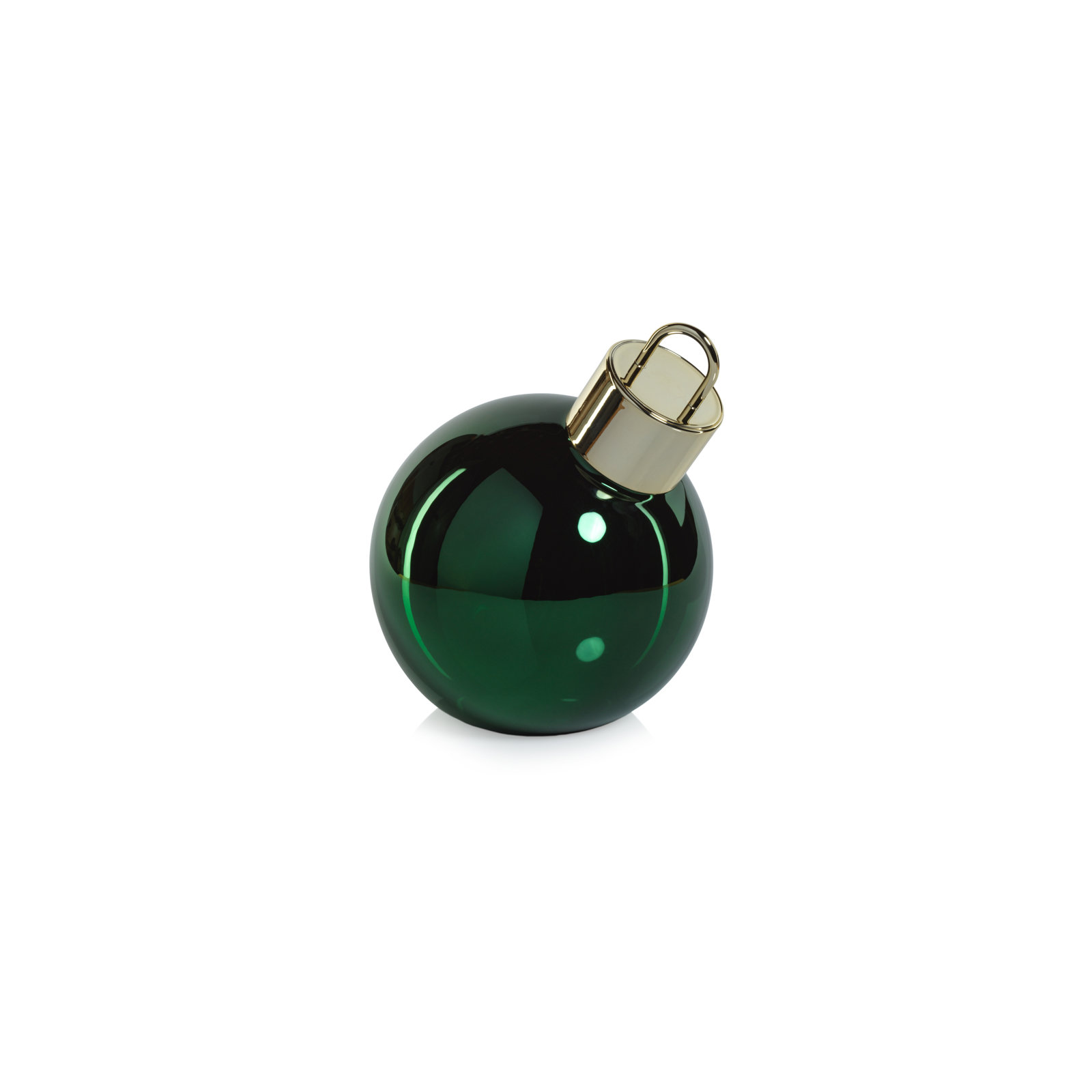 Lighted Glass Slanted Ball Christmas Ornament , 7.75" H x 7.75" W x 7.75" D, Green