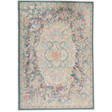 Hand-Knotted High-Quality Beige and Blue Area Rug