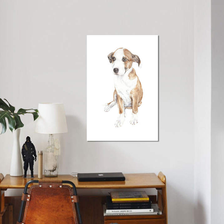 « doux chiot dog », impression sur toile, H 26 po x l 18 po x P 1,5 po, Pas de tapis, Toile tendue
