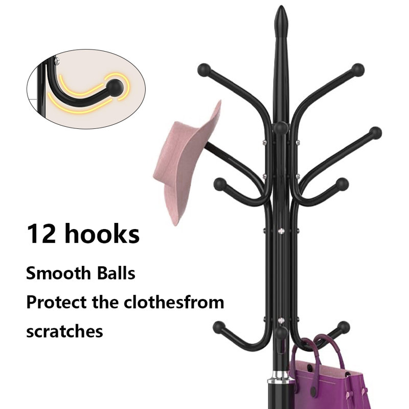 Metal Coat Rack With Umbrella Holder For Entryway, Hallway, Living Room, Bedroom
