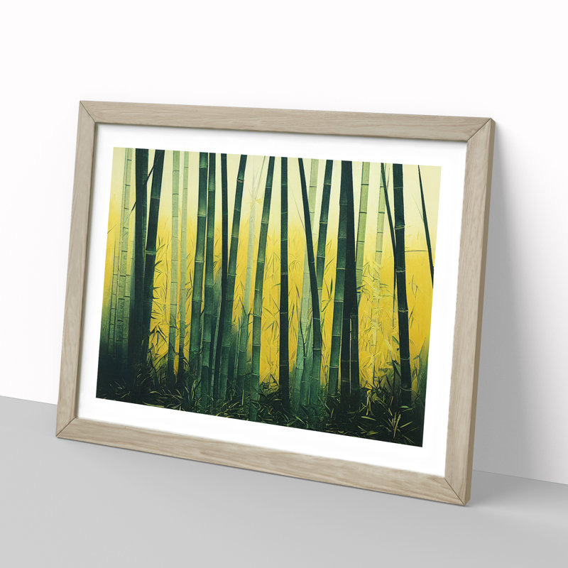 Artistic Bamboo Forest - Single Picture Frame Print, 34cm H x 46cm W, Oak