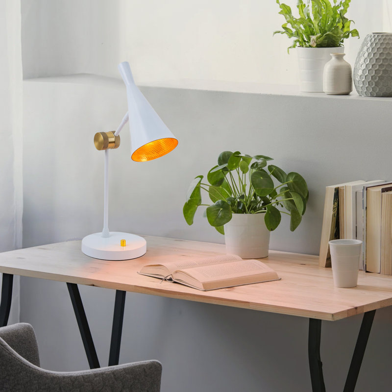 Lampe de table moderne en métal, blanc