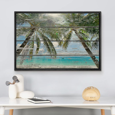 Palmier tropical duo sur la plage tropicale, rivage, vie marine, photographie, art moderne, nautique, scénique