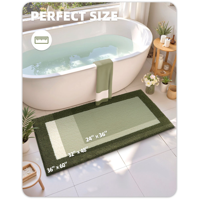 Tapis de bain avec envers antidérapant, Simple - L 30 po x l 17 po, Vert