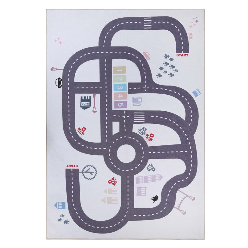 Tapis d'intérieur lavable pour chambre d'enfant Country Road, Rectangle 4 pi x 6 pi