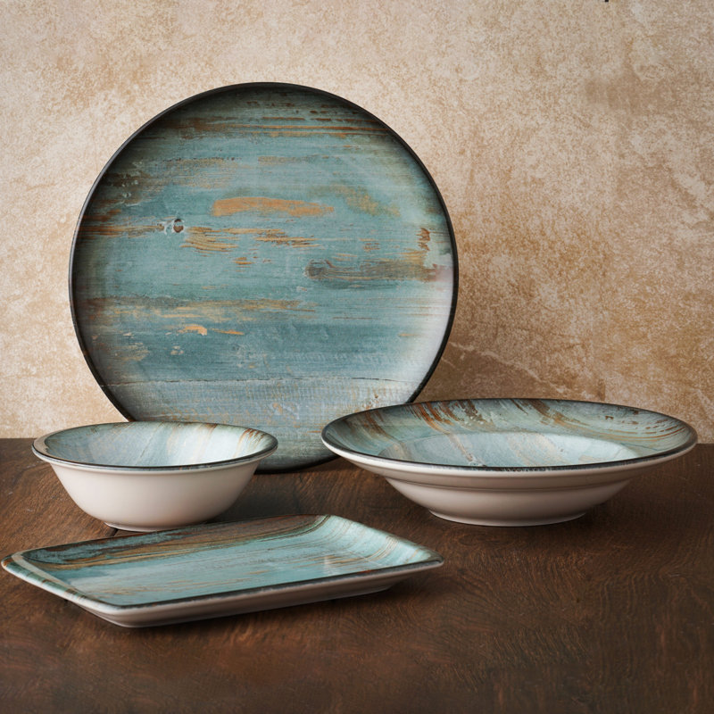 Cora Porcelain China Dinnerware Set 4 Piece