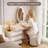 Shepler Humply Makeup Vanity Set with Mirror and Lights 40'' to 53'' LED Touchscreen Mirror Five Drawers Ample Storage Included Leather Stool White Faux Leather Engineered Wood Modern Style-1548368890