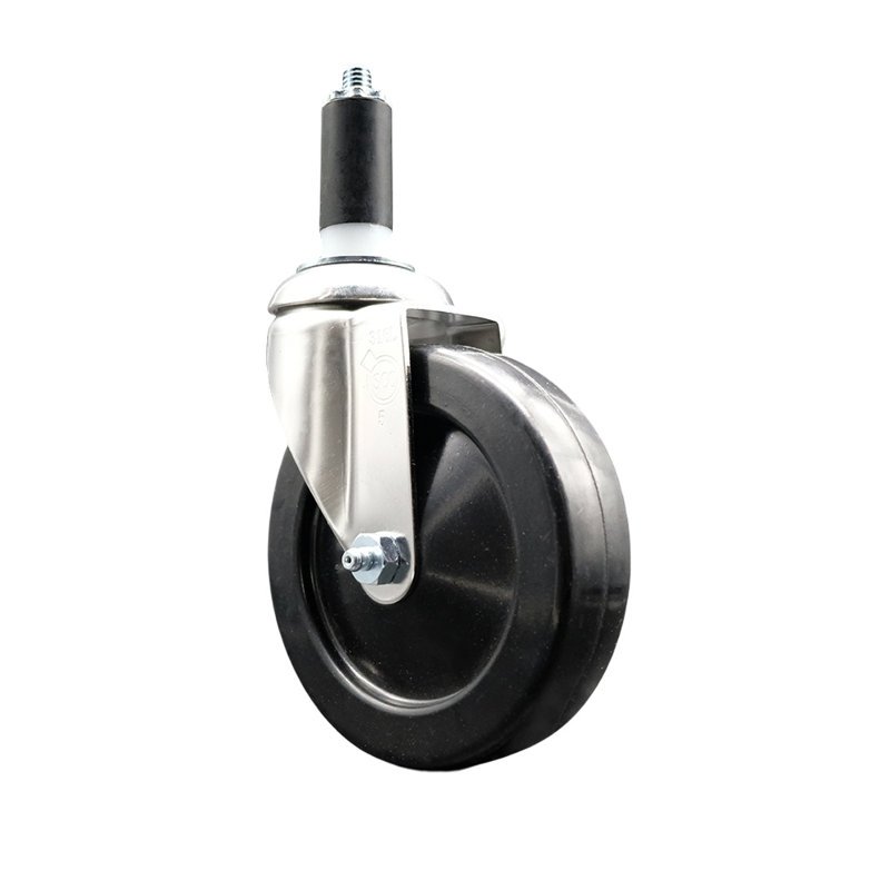 Roue extensible pivotante en caoutchouc 316SS