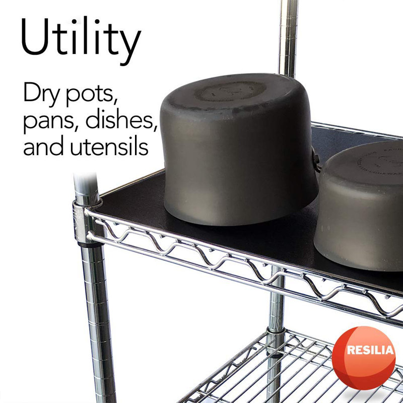 Black Vinyl Anti-Slip Shelf Liners for Wire Racks, Set of 4