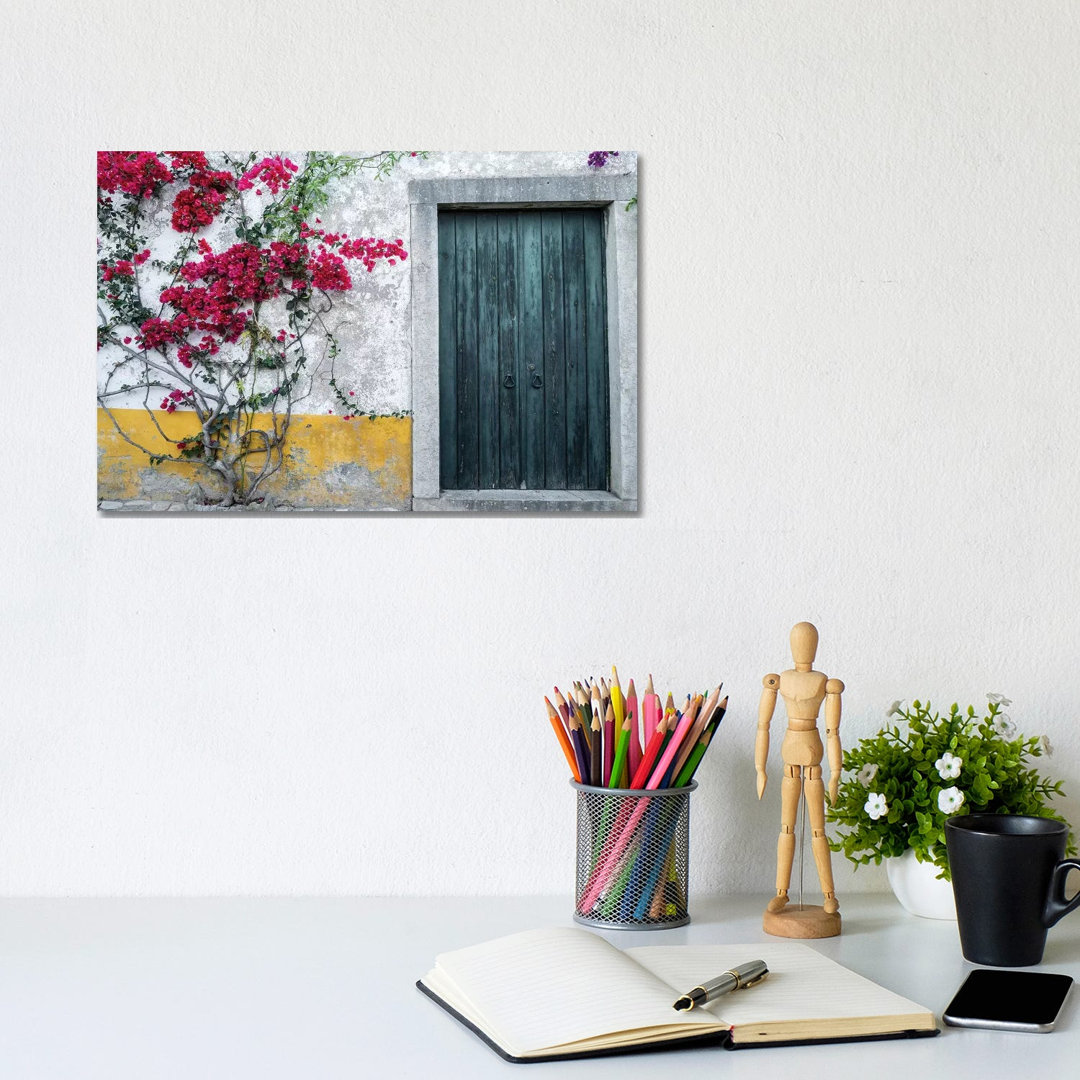 Portugal, Obidos. Beautiful Bougainvillea Blooming In The Town by Julie Eggers - Wrapped Canvas Gallery-Wrapped Canvas Giclée