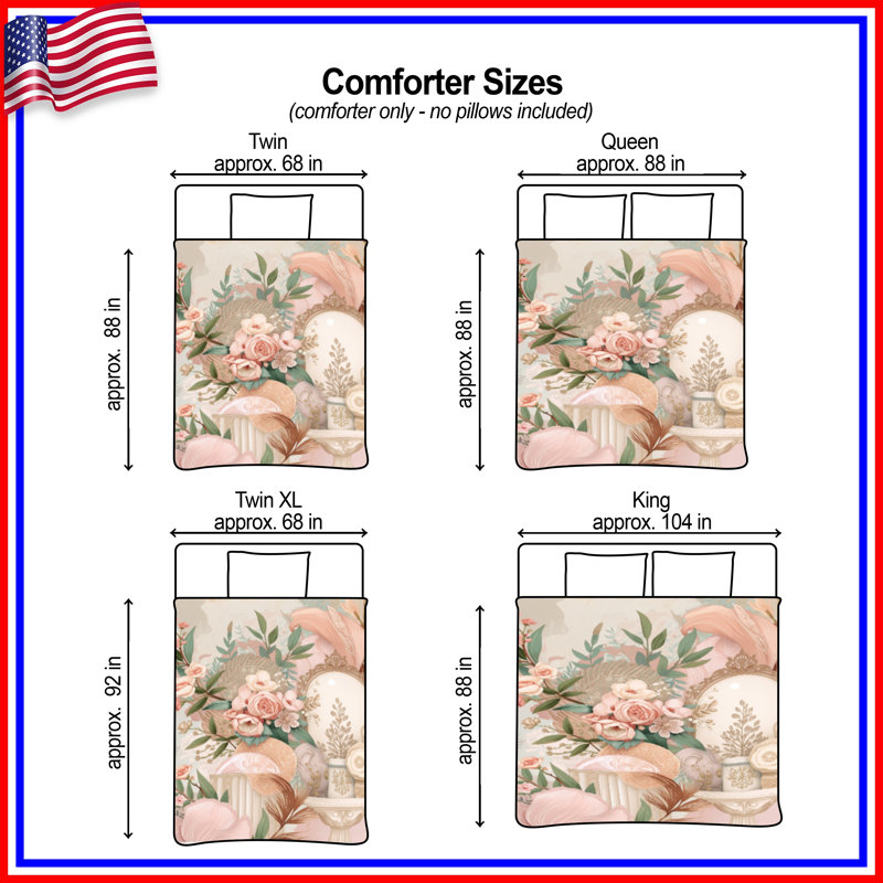 Elegant Floral Arrangement Comforter, Twin Extra Long