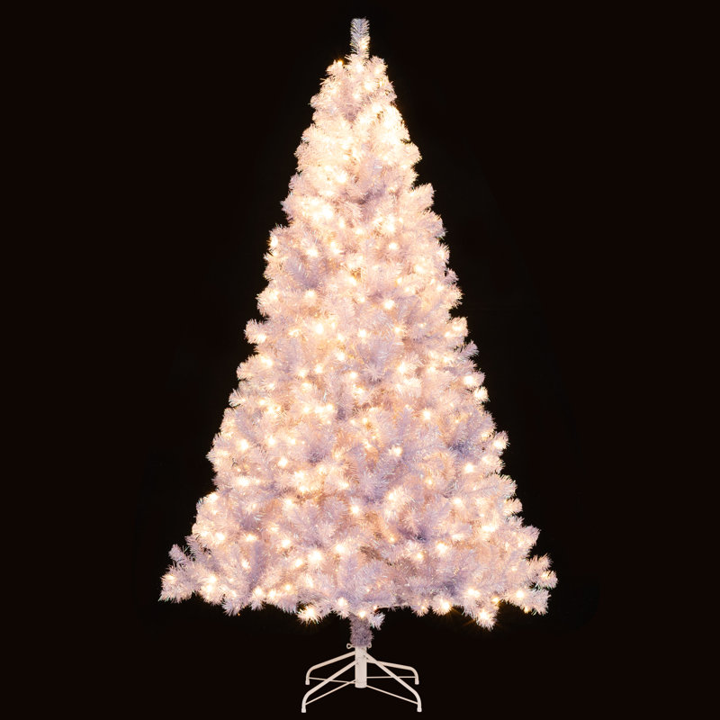 7.5 Ft Pre-Lit Tinsel Artificial Christmas Tree, 7.5' H
