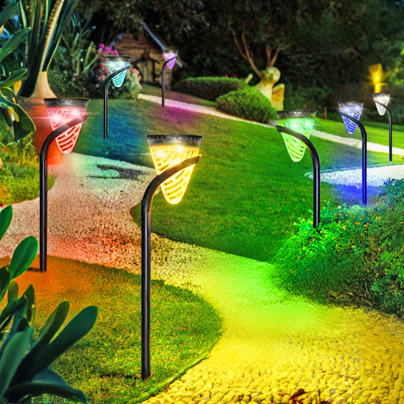 Huotian Solar Outdoor LED Garden Lights,High Battery Life,Waterproof,9 Lighting Modes,Mother's Day Gift(Set Of 2)