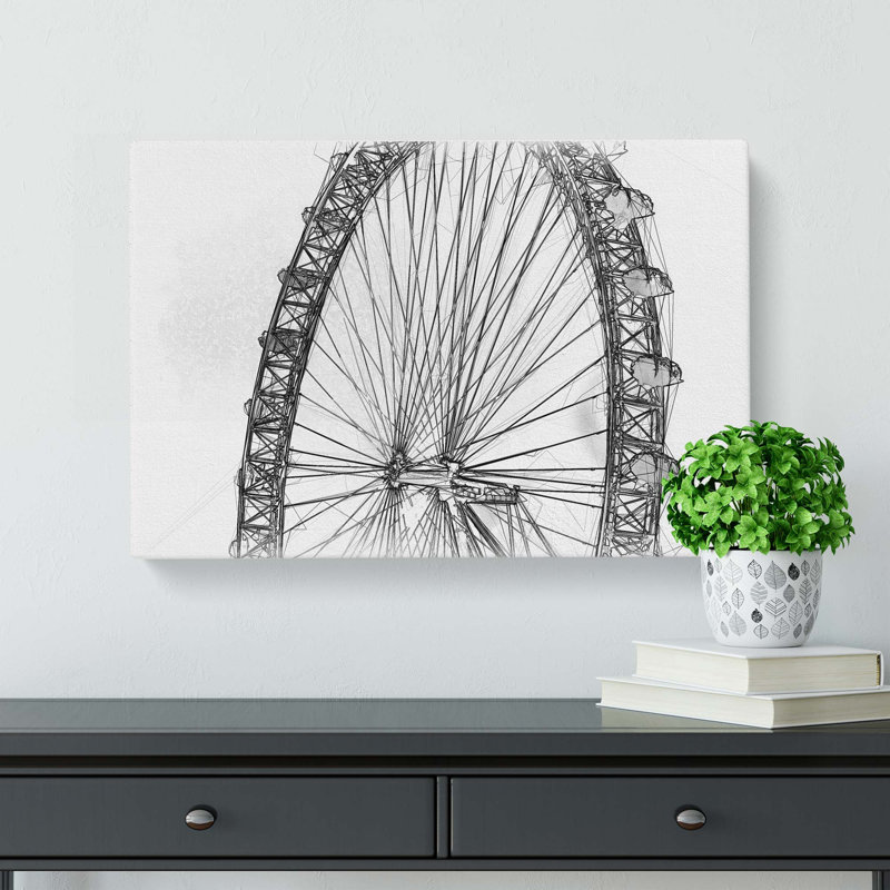 The London Eye London in Abstract - Wrapped Canvas, 50cm H x 76cm W x 3cm D