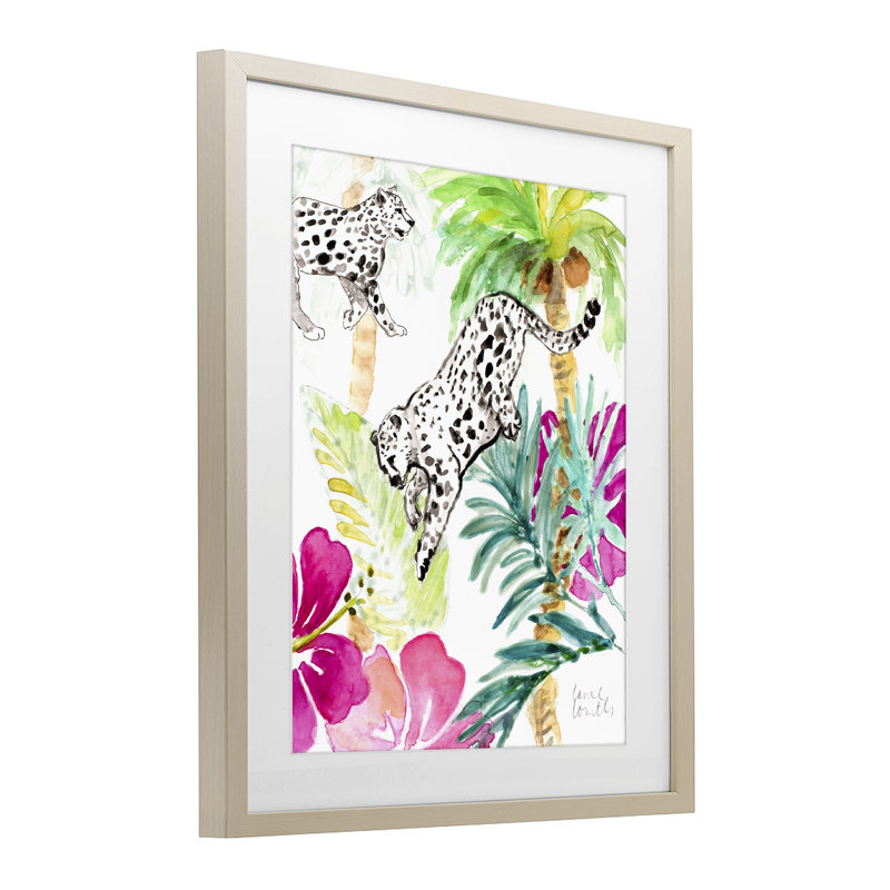 «Tropical Island Cheetahs», reproduction encadrée sous verre, conception de Lanie Loreth, H 21 po x l 17 po