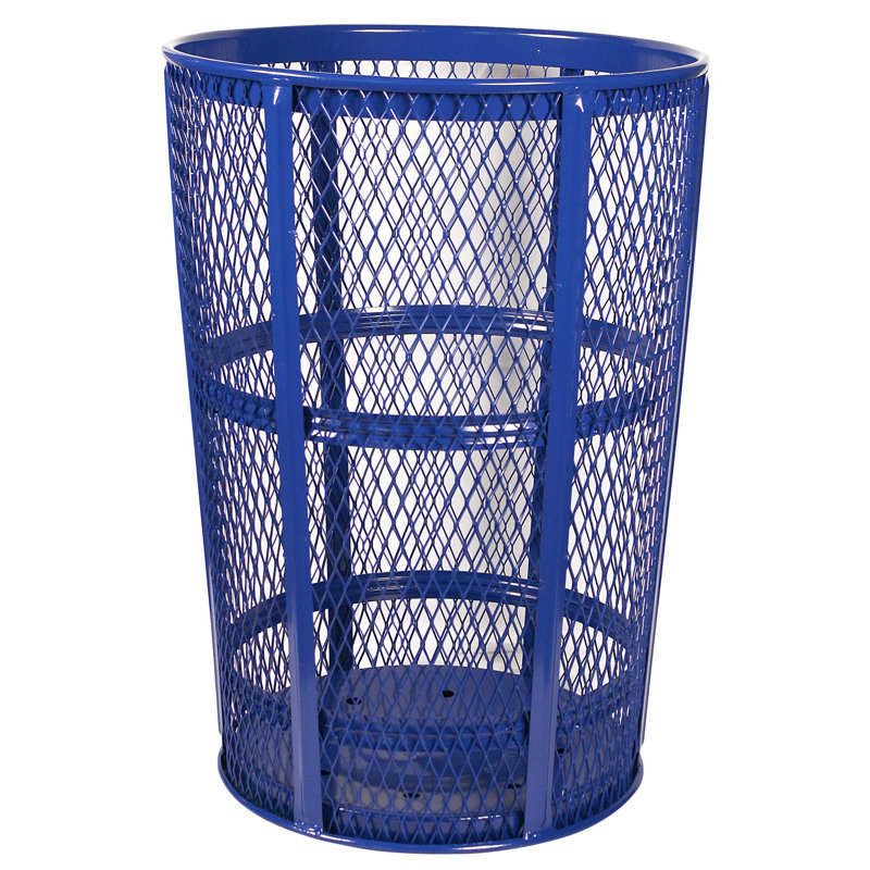Poubelle en métal avec réceptacle de panier étendu 48 gallons, Bleu
