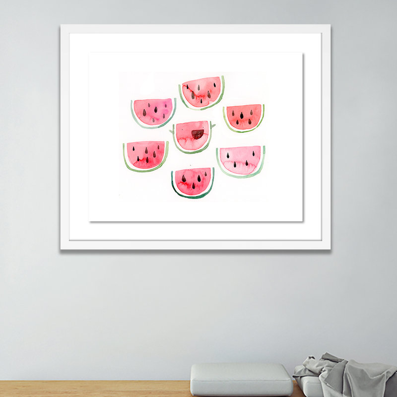 Watermelon Print by Jess Engle, White, 20" H x 24" W x 1.5" D