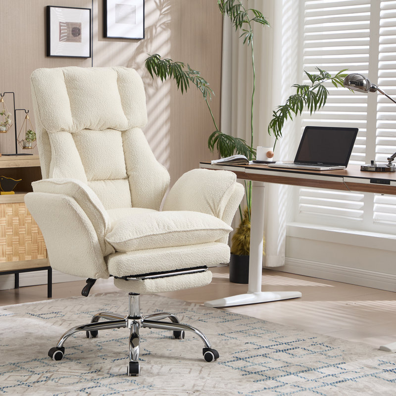 Brayden Studio Velvet Gaming Chair, White