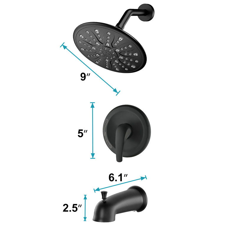All-In-One Kit with Rough in-Valve, Matte Black
