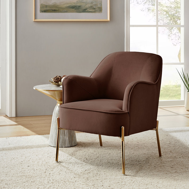 Cleo 26" Wide Contemporary Chair With Recessed Arms, Auburn