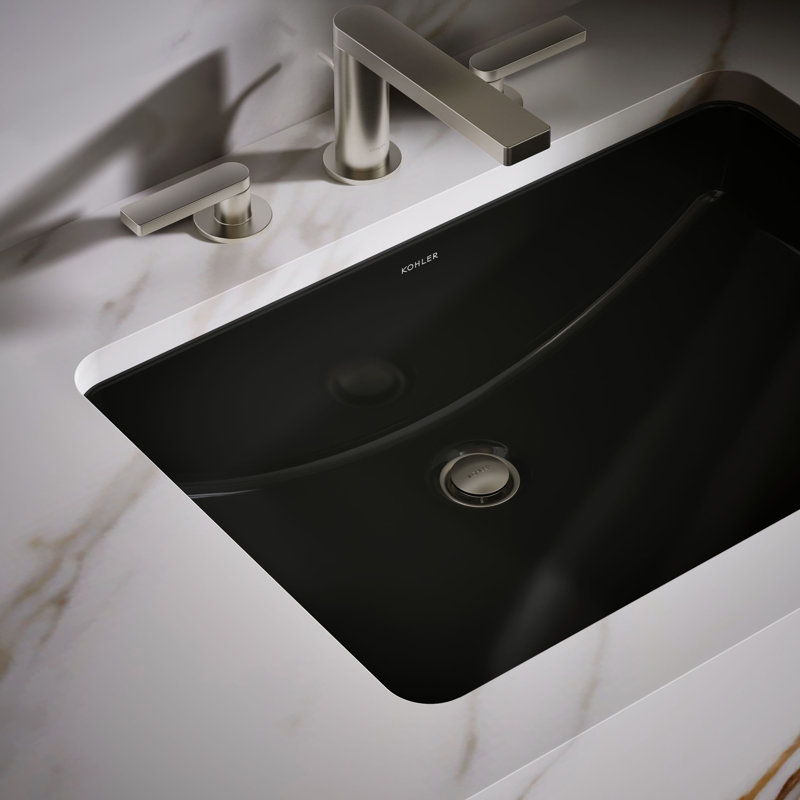 Ladena® Vitreous China Rectangular Undermount Bathroom Sink with Overflow, Honed White