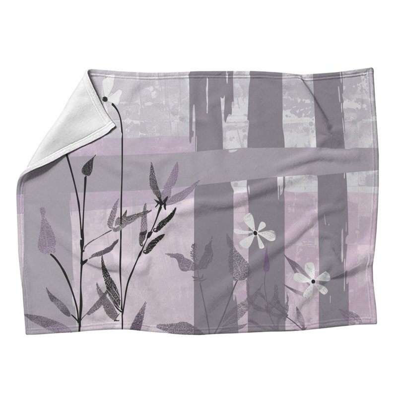 Jeté en molleton à motif floral, L 50 po x L 60 po